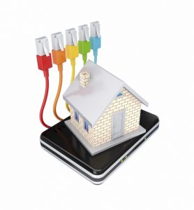 Small house, router and colorful patchcords